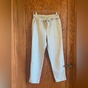 American Eagle High Rise Pants with Tie Belt.  Blue and White Stripes, Size 4